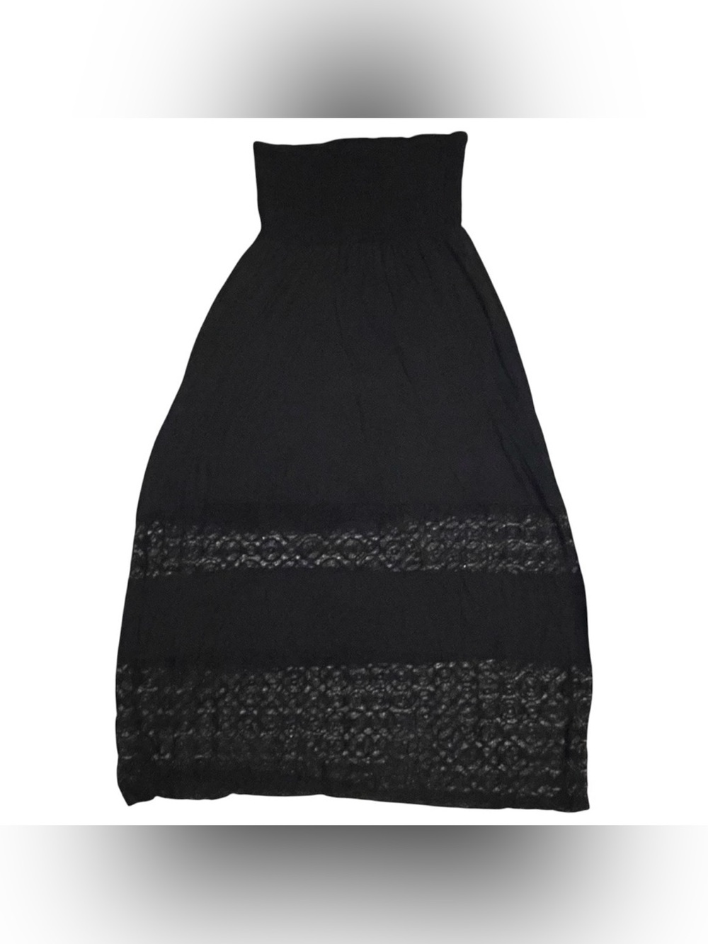 PURE ENERGY- Black Tube Top Maxi Dress - Lace Insert Layers - NWT - 1X - Picture 2 of 6